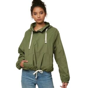 O'Neill Women's Portland Shell Pullover Windbreaker Jacket Olive Green Medium